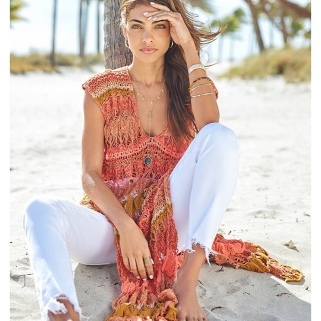 Free People Into The Flames Crochet Maxi Tunic